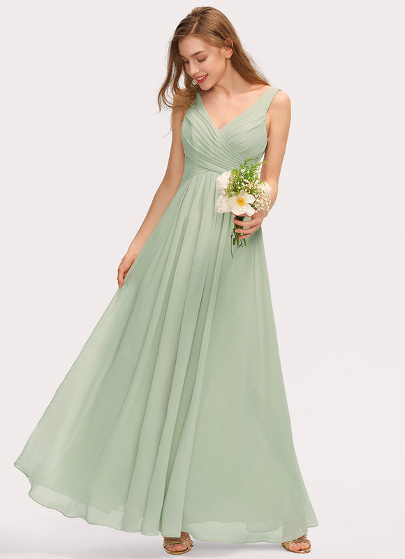 Robe Demoiselle D'Honneur À Volants Rose Pâle - gallery 4