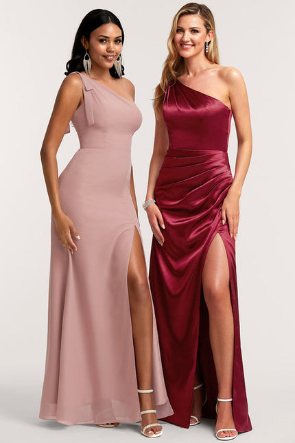 Robe Demoiselle D'Honneur Satin Bordeaux Chic - gallery 5