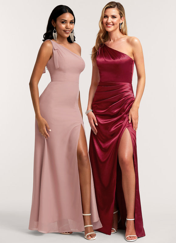 Robe Demoiselle D'Honneur Satin Bordeaux Chic - gallery 5