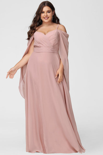 Robe Demoiselle D'Honneur Mousseline Beige - gallery 7