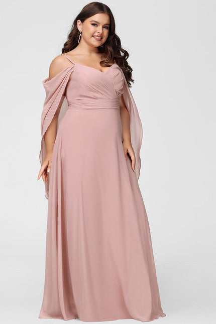 Robe Demoiselle D'Honneur Mousseline Beige - gallery 9