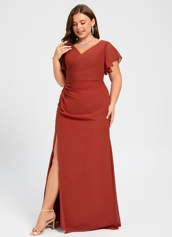 Robe Demoiselle D'Honneur À Volants Rose Pâle - gallery 7