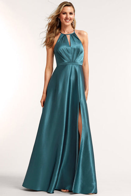 Robe Demoiselle D'Honneur Satin Bleu Nuit - gallery 3