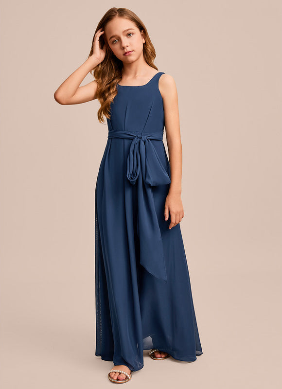 Robe Demoiselle D'Honneur Mousseline Ciel - gallery 7