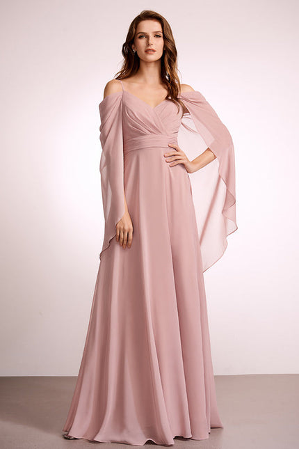 Robe Demoiselle D'Honneur Mousseline Beige - gallery 1