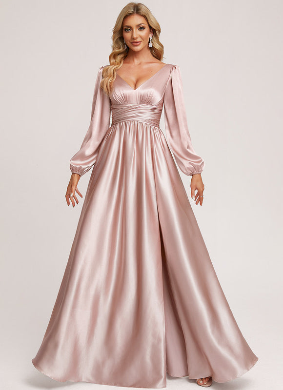Robe Longue Satin Demoiselle D'Honneur - gallery 1