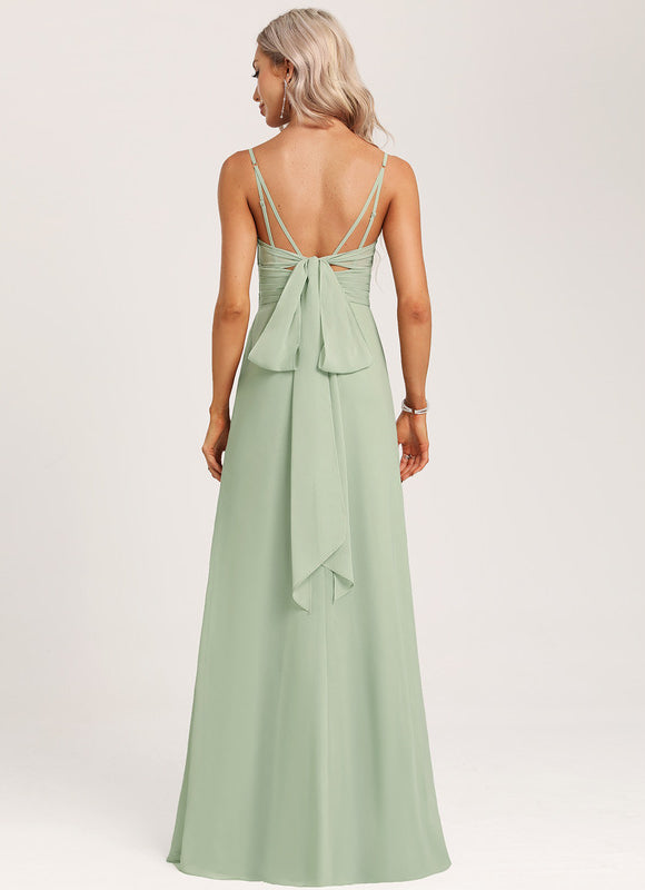 Robe Demoiselle D'Honneur À Volants Rose Pâle - gallery 4