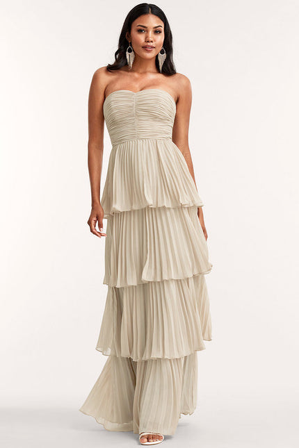 Robe Longue Beige Demoiselle D'Honneur - gallery 1