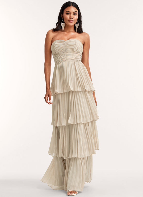 Robe Longue Beige Demoiselle D'Honneur - gallery 1