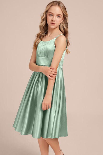 Robe Demoiselle D'Honneur Satin Vert Clair - gallery 2