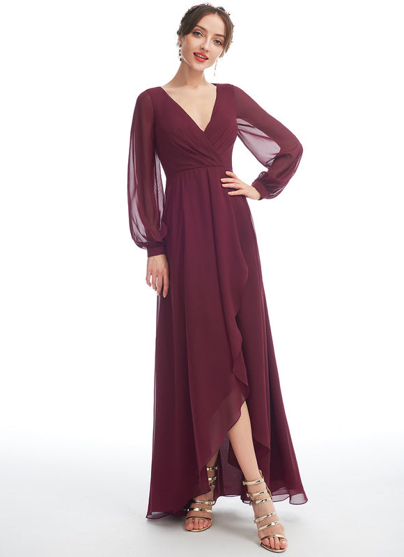 Robe Demoiselle D'Honneur Asymétrique Fluide