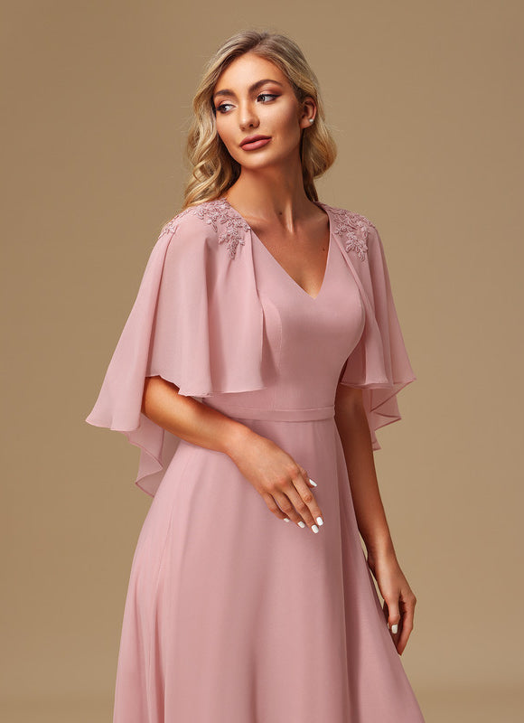 Robe Demoiselle D'Honneur Fluide Rose Pâle - gallery 2