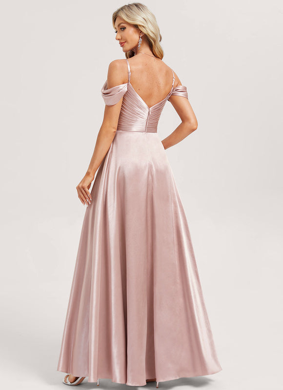 Robe Demoiselle D'Honneur Satin Rose Poudré - gallery 4