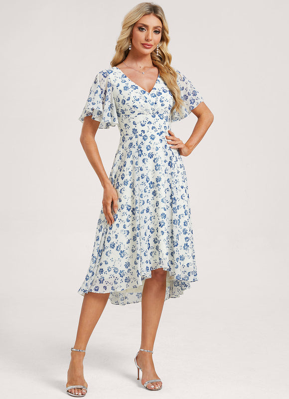 Robe Demoiselle D'Honneur Asymétrique Fluide - gallery 1