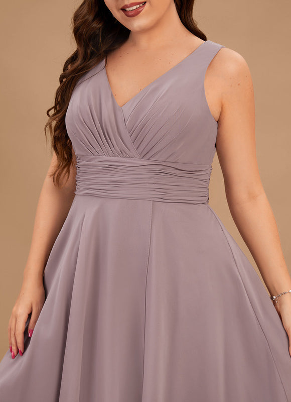 Robe Demoiselle D'Honneur Asymétrique Fluide - gallery 9