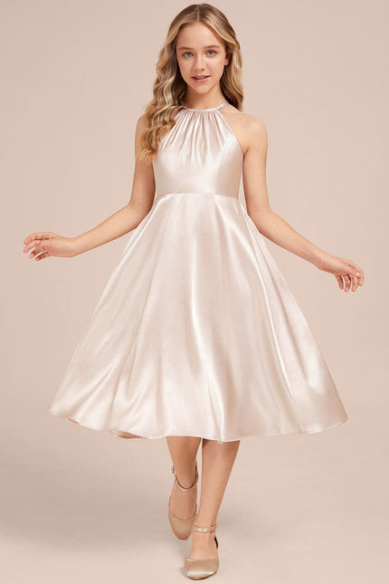 Robe Champagne Satin Demoiselle D'Honneur - gallery 2