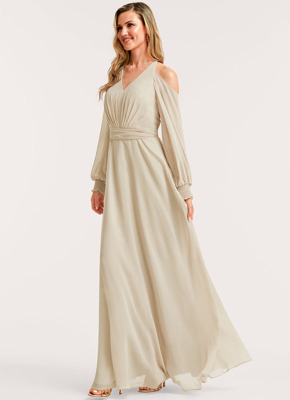 Robe Demoiselle D'Honneur Fluide Beige - gallery 1