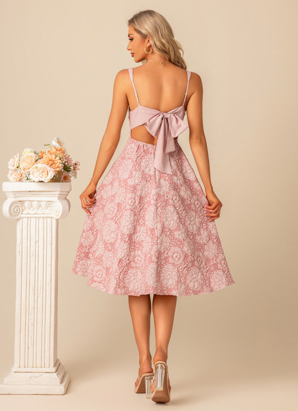 Robe Demoiselle D'Honneur Courte Rose - gallery 9
