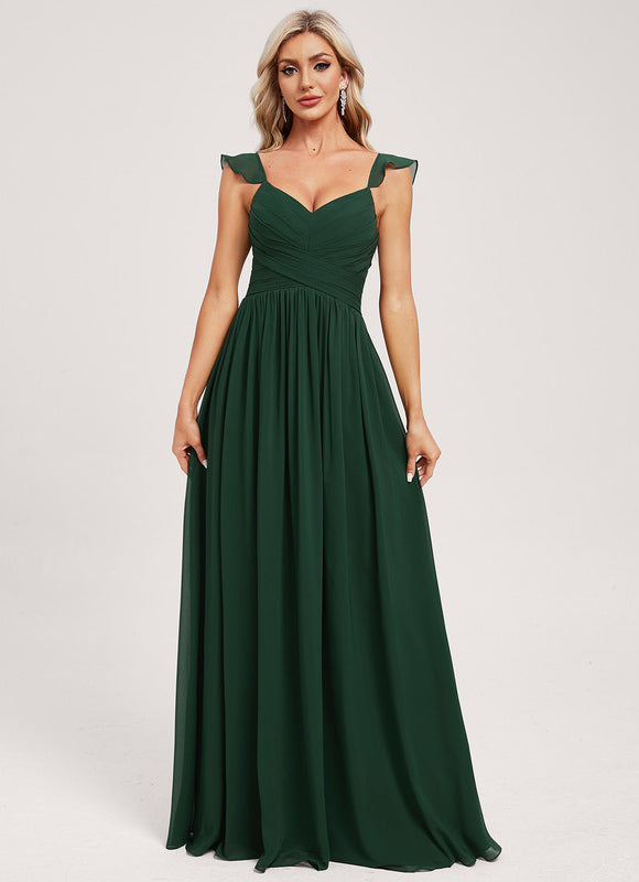 Robe Demoiselle D'Honneur À Volants Rose Pâle - gallery 2