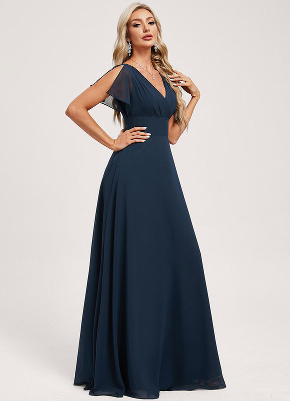 Robe Demoiselle D'Honneur Mousseline Beige - gallery 2