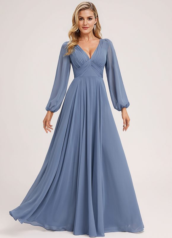 Robe Demoiselle D'Honneur Mousseline Beige - gallery 3