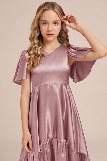 Robe Demoiselle D'Honneur Satin Ciel Ajustée - gallery 2