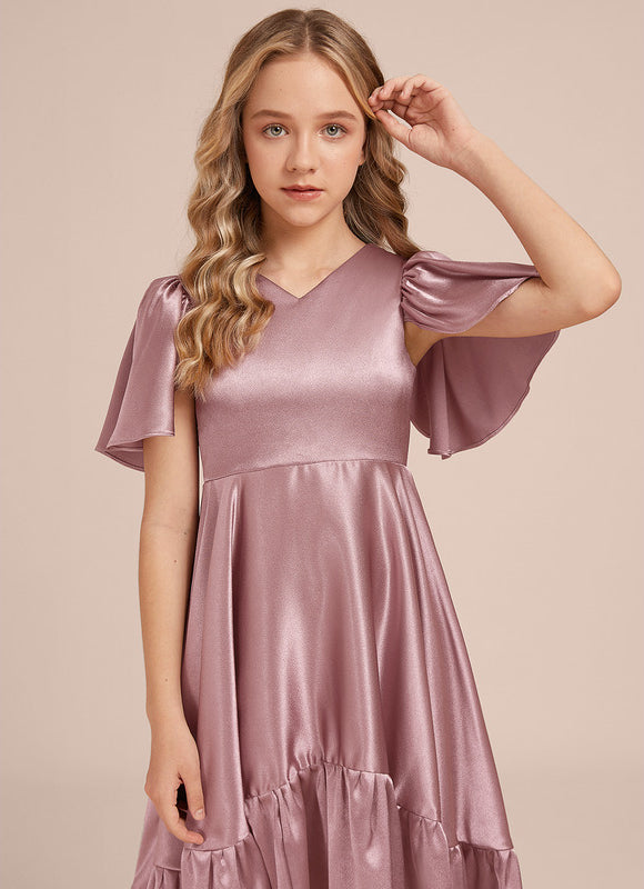 Robe Demoiselle D'Honneur Satin Ciel Ajustée - gallery 2