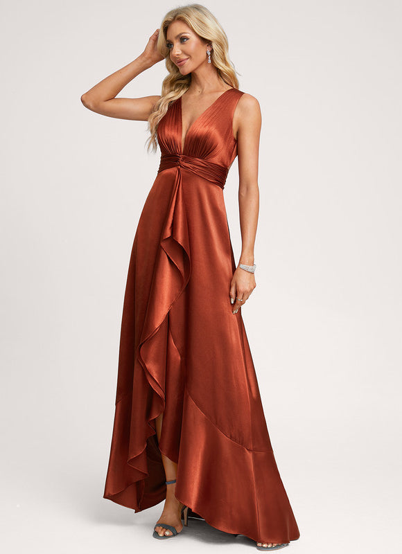 Robe Demoiselle D'Honneur En Satin - gallery 5