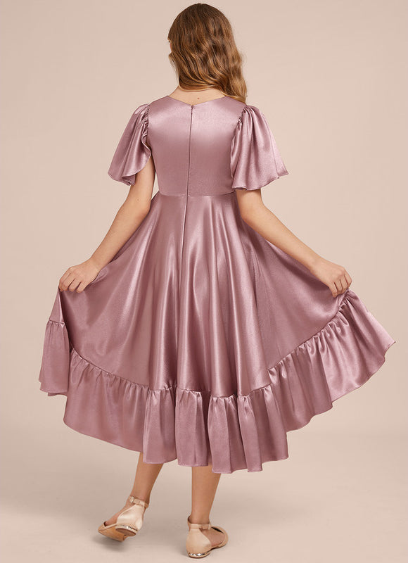 Robe Demoiselle D'Honneur Satin Ciel Ajustée - gallery 4