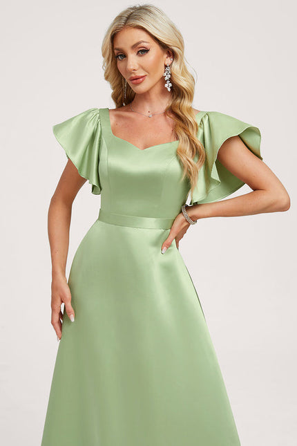 Robe Demoiselle D'Honneur Satin Vert Tendre - gallery 3