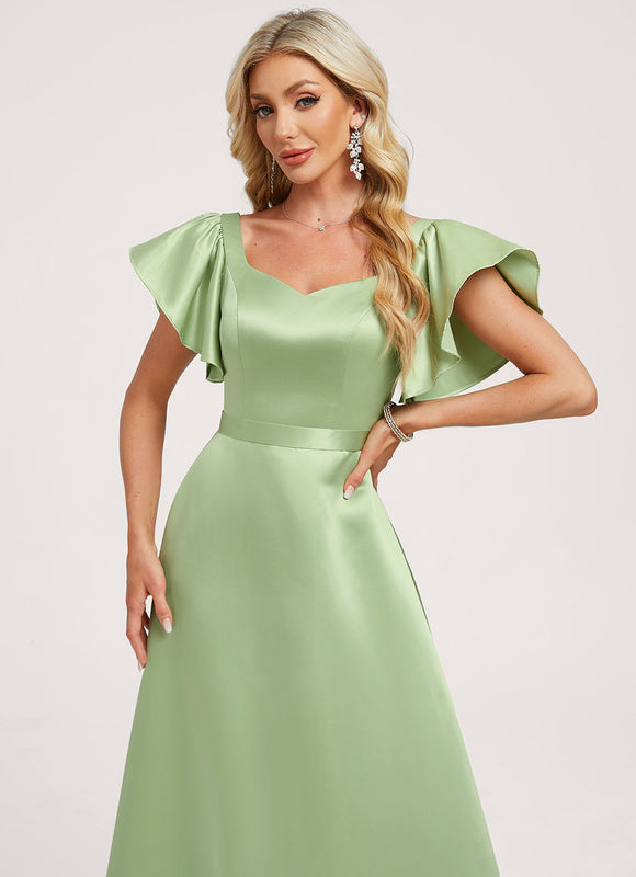 Robe Demoiselle D'Honneur Satin Vert Tendre - gallery 3