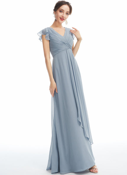 Robe Demoiselle D'Honneur À Volants Rose Pâle