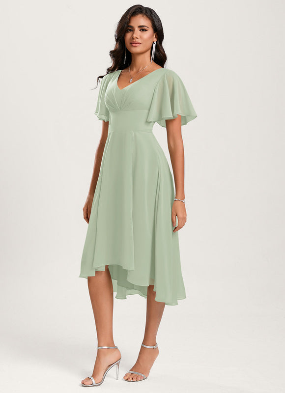 Robe Demoiselle D'Honneur Asymétrique Fluide - gallery 3