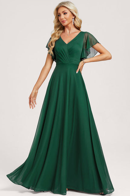 Robe Demoiselle D'Honneur Élégance Émeraude Fluide - gallery 1