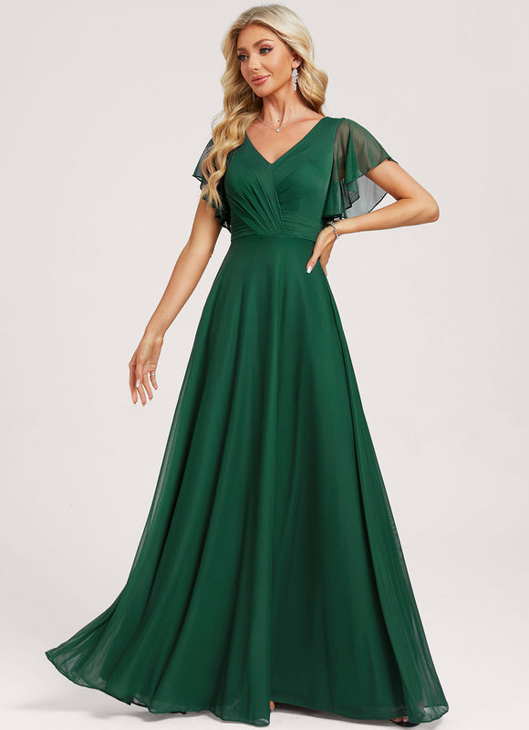 Robe Demoiselle D'Honneur Élégance Émeraude Fluide - gallery 1