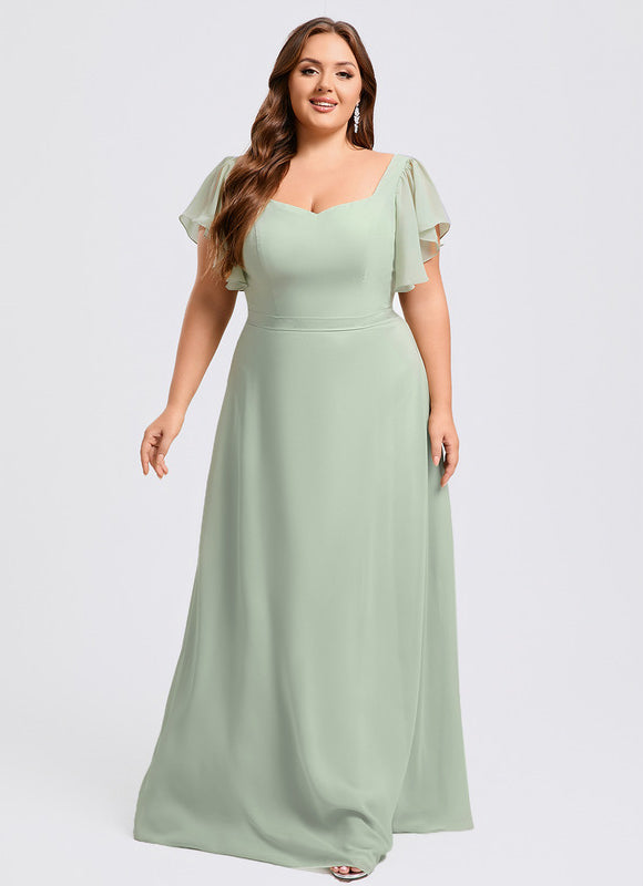 Robe Demoiselle D'Honneur À Volants Rose Pâle - gallery 7