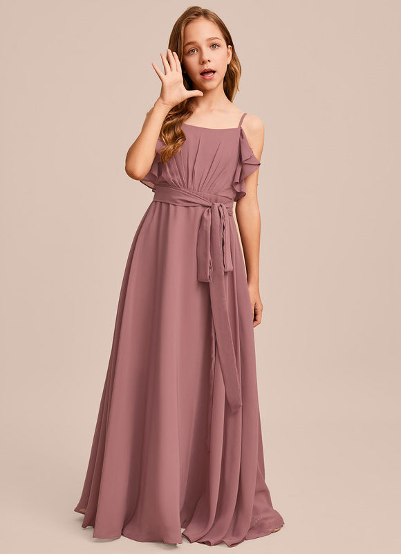 Robe Demoiselle D'Honneur Mousseline Ciel - gallery 5