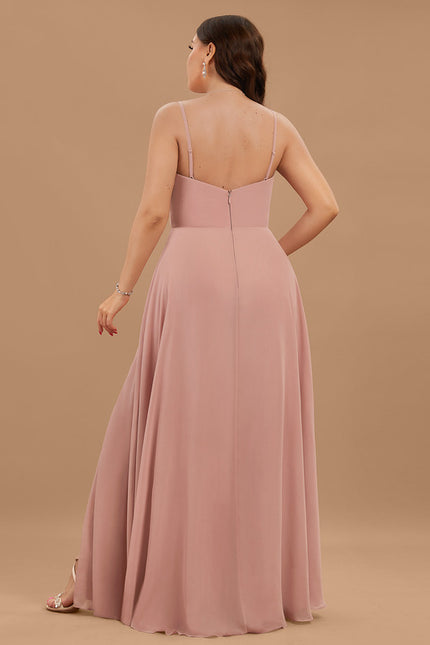 Robe Demoiselle D'Honneur À Volants Rose Pâle - gallery 5