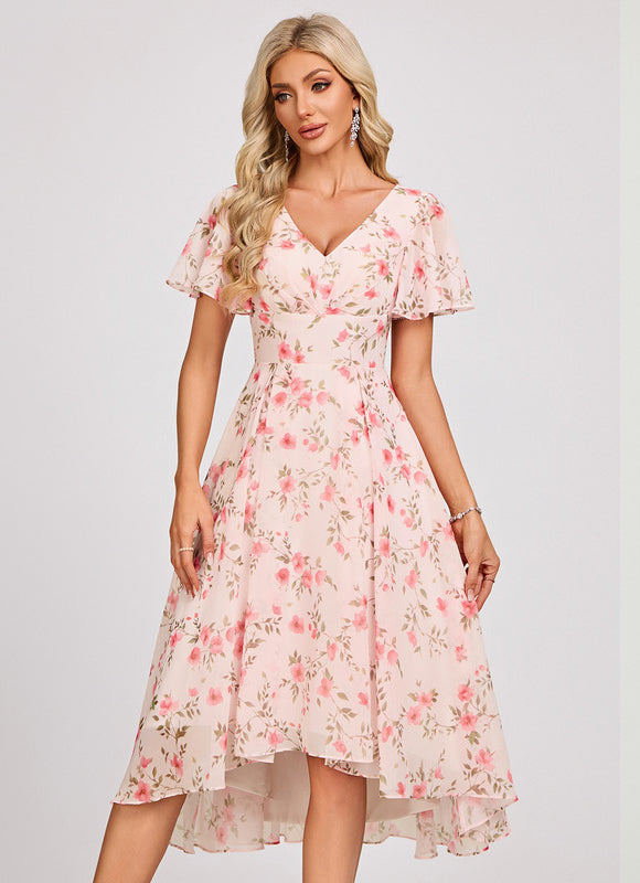 Robe Demoiselle D'Honneur Asymétrique Fluide - gallery 3