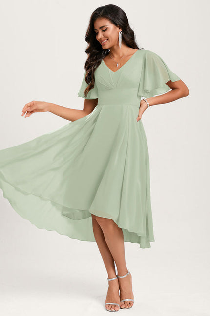 Robe Demoiselle D'Honneur Asymétrique Fluide - gallery 2