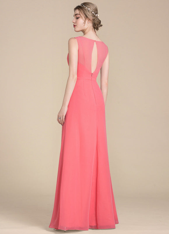 Robe Demoiselle D'Honneur À Volants Rose Pâle - gallery 2