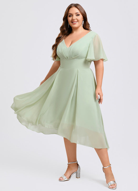 Robe Demoiselle D'Honneur Asymétrique Fluide - gallery 5