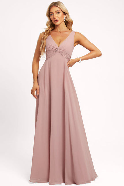 Robe Demoiselle D'Honneur Mousseline Beige - gallery 3