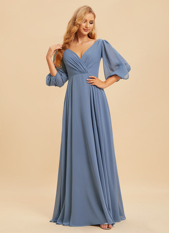 Robe Demoiselle D'Honneur À Volants Rose Pâle - gallery 4