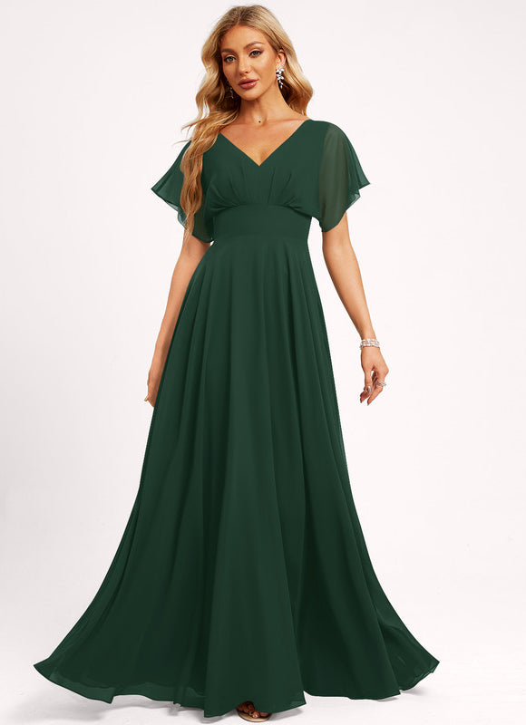 Robe Demoiselle D'Honneur Mousseline Beige - gallery 2