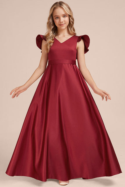 Robe Demoiselle D'Honneur Rouge Velours Fluide - gallery 3