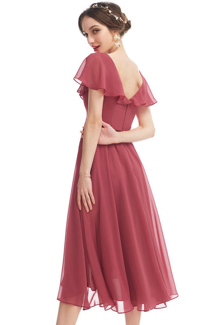 Robe Demoiselle D'Honneur Asymétrique Fluide - gallery 2