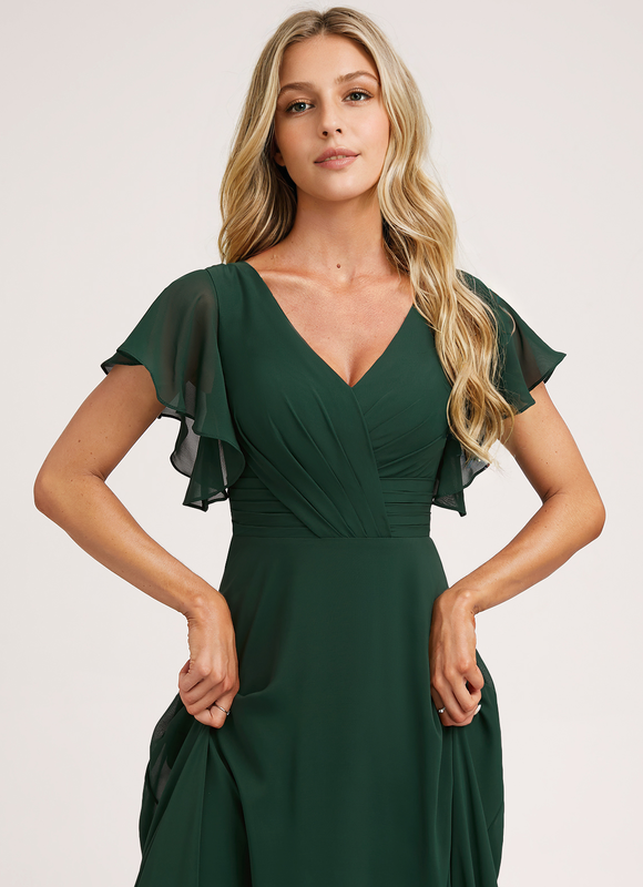 Robe Demoiselle D'Honneur À Volants Rose Pâle - gallery 3