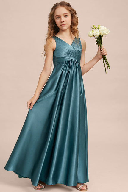 Robe Demoiselle D'Honneur Satin Émeraude Chic