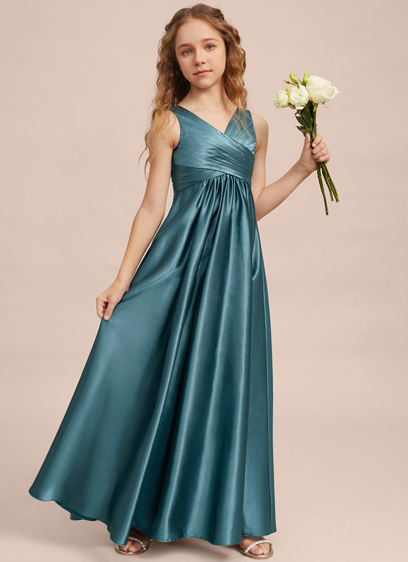 Robe Demoiselle D'Honneur Satin Émeraude Chic